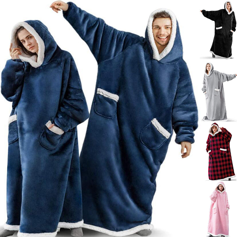 Oversized hoodie-filt med fickor